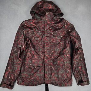 Sims Jacket Mens 2XL Red Geometric Print Hooded Insulated Ski Snowboard Outdoor